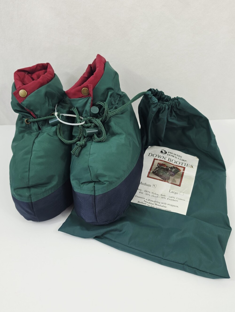 Vintage Phoenix Down Corp Nylon Down Camp Booties with Storage Bag